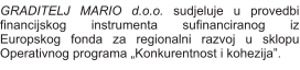 GRADITELJ MARIO d.o.o. sudjeluje u provedbi financijskog instrumenta sufinanciranog iz Europskog fonda za regionalni razvoj u sklopu Operativnog programa „Konkurentnost i kohezija”.